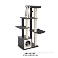 Menara kucing kayu besar modern dengan tiang goresan